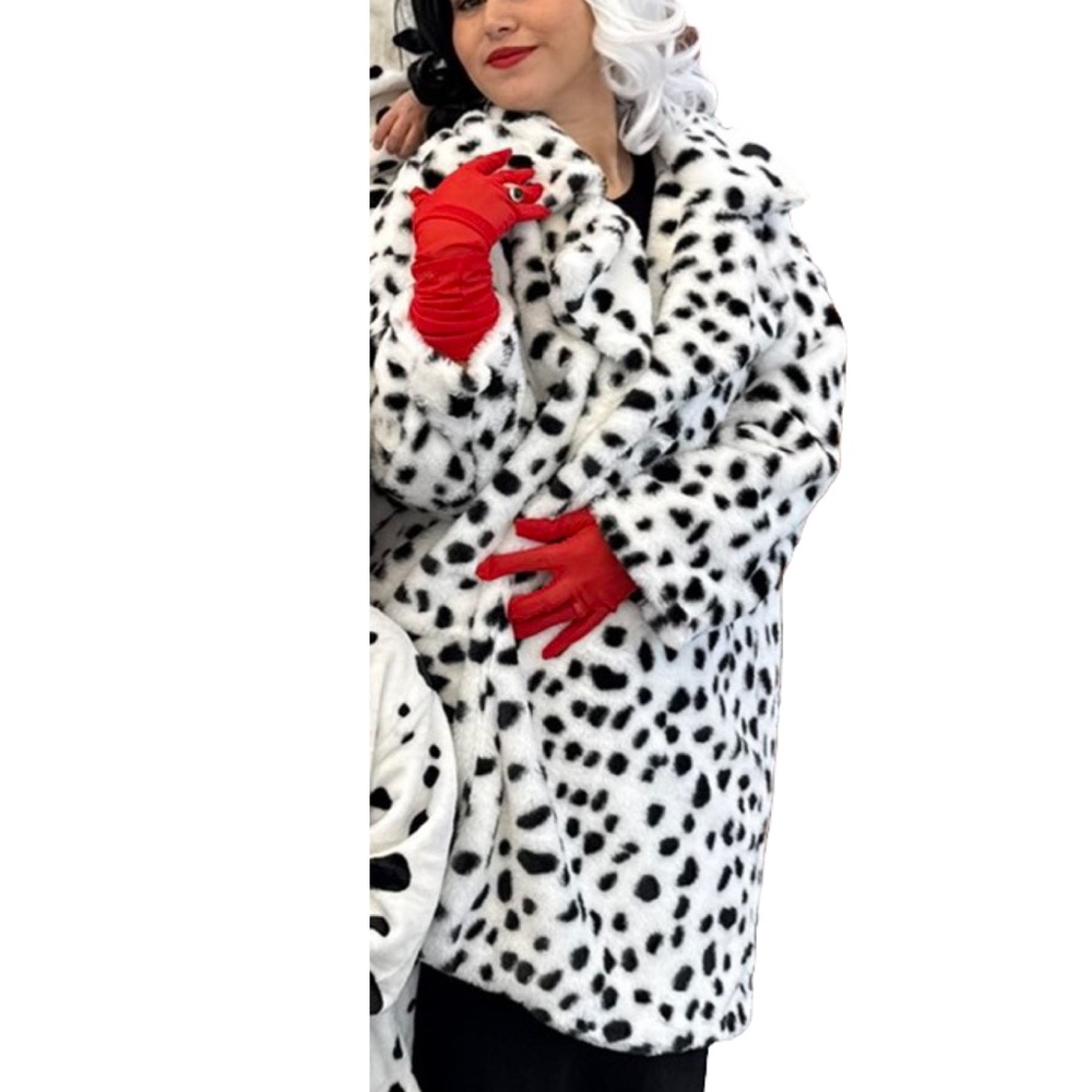 Shein Curve Dalmatian Faux Coat